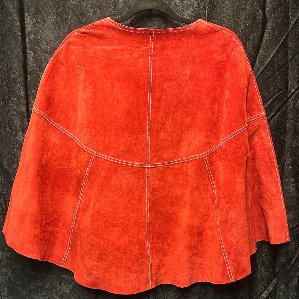 Vintage Red Suede Margaret Godfrey Cape Size Small - Picture 6 of 6